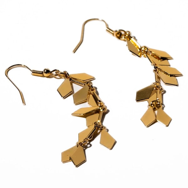 CHARMING CHARLIE Drop Gold Diamond Cutout Earrings