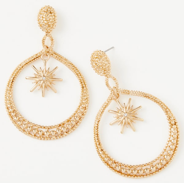 CHARMING CHARLIE Gold Hoop Earrings w/ Star