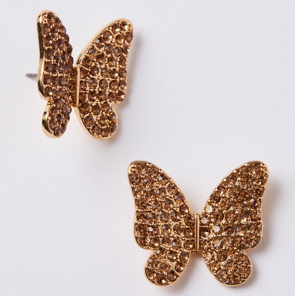 CHARMING CHARLIE Crystal Butterfly Stud Earrings