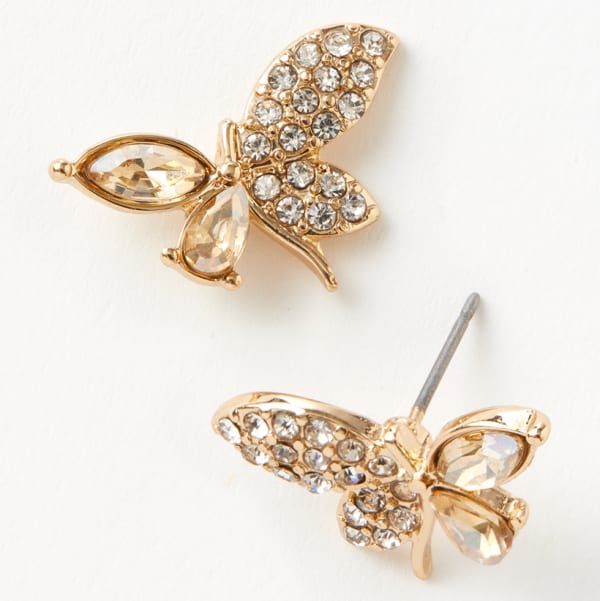 CHARMING CHARLIE Crystal Butterfly Stud Earrings