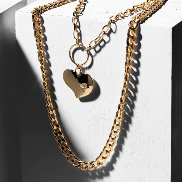 CHARMING CHARLIE Gold Heart Necklace, 2 Piece