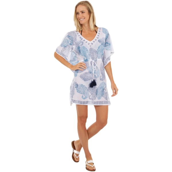 UZZI Women's Suzzi Paisley Print Kaftan Cover-Up Dress