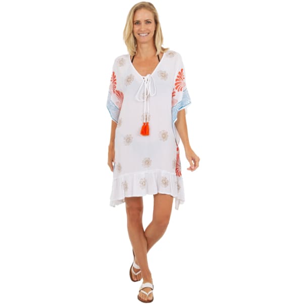 UZZI Women's Suzzi Printed Kaftan Cover-Up Dress