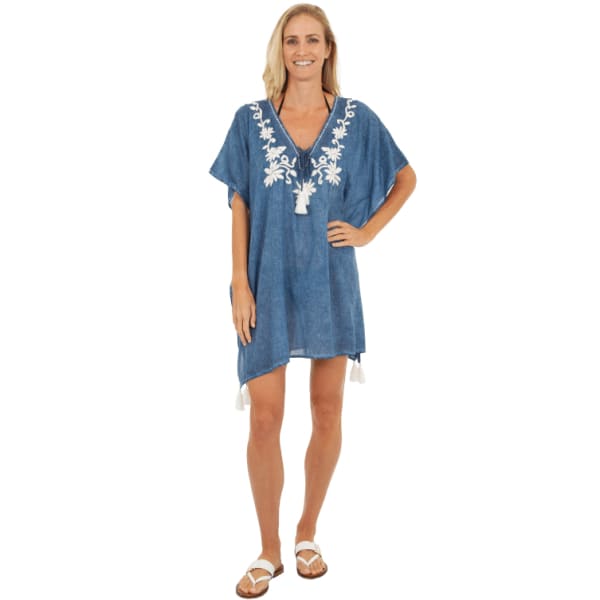 UZZI Women's Suzzi Embroidered Kaftan Cover-Up Dress