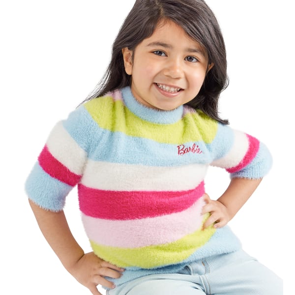 WRANGLER Girls' Barbie Fuzzy Rainbow Sweater