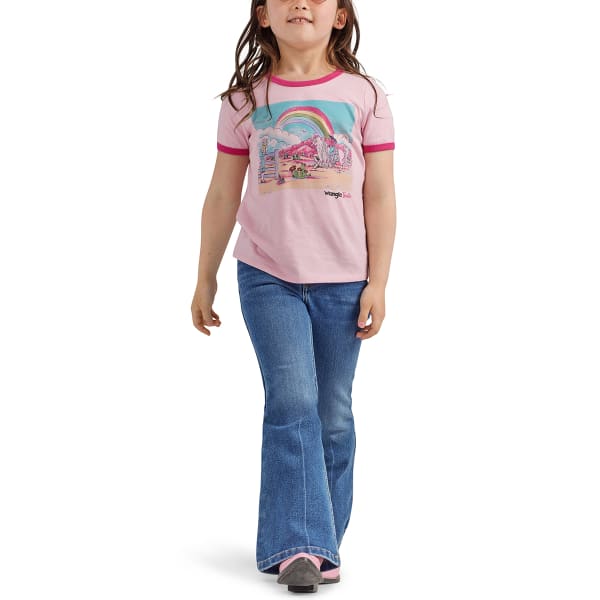 WRANGLER Girls' Barbie Rainbow Short-Sleeve Ringer Tee