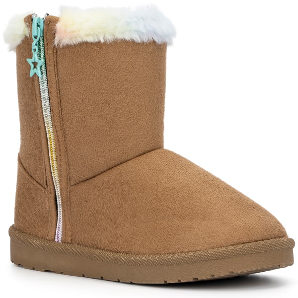 OLIVIA MILLER Girls' Rainbow Fur Slipper Boots