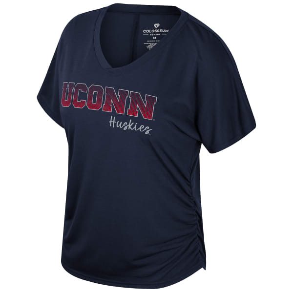 UCONN Women's Colosseum Lady Ruched Short-Sleeve V-Neck Tee