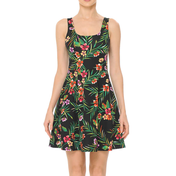 AMBIANCE Juniors' Floral Print Sleeveless Skater Dress