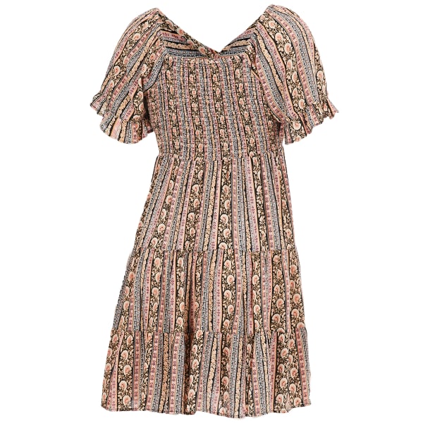 ANGIE Juniors' Ruffled Sleeve Tiered Dress