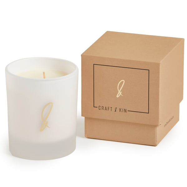 CRAFT & KIN White Frosted Candles Vanilla Bean Scent