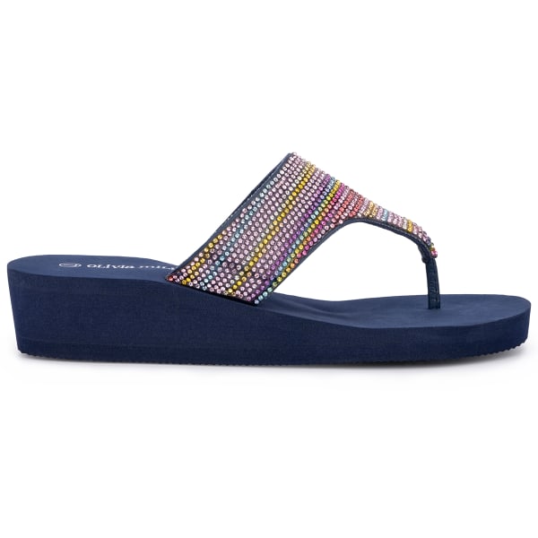 OLIVIA MILLER Women's Rainbow Slip In Wedge Sandals