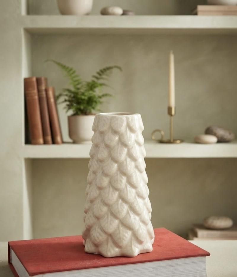 Elegant Leaf-Patterned Ceramic Vase