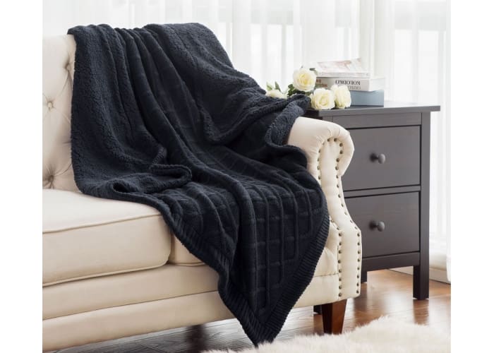 50"x60" Knitted Sherpa Throw Blanket