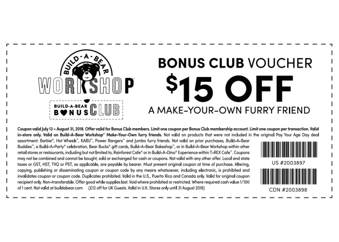 Build-A-Bear $15 Off Coupon
