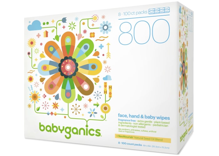 800-ct Babyganics Face, Hand & Baby Wipes