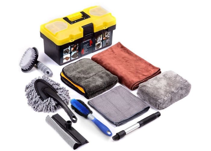9-pc Car Cleaning Kit with Storage Box
