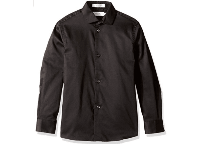 Calvin Klein Boy's Long Sleeve Sateen Dress Shirt