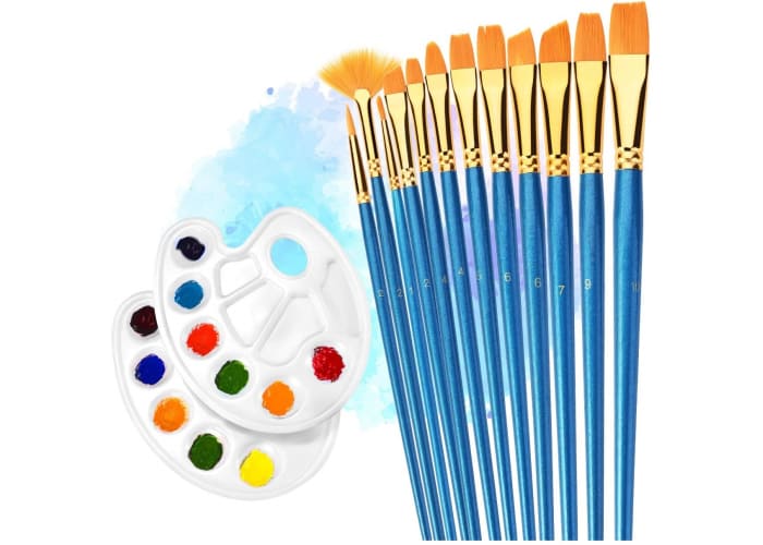 12-pc Paint Brush Set with 2 Palettes