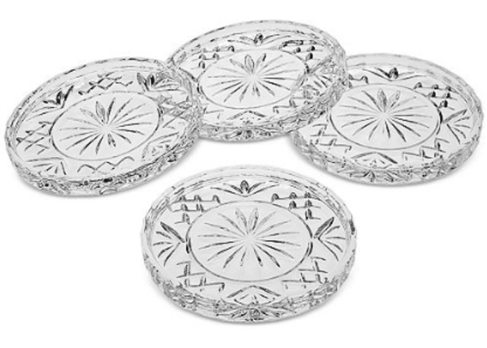 Godinger Dublin 4-Piece Crystal Coaster Set 