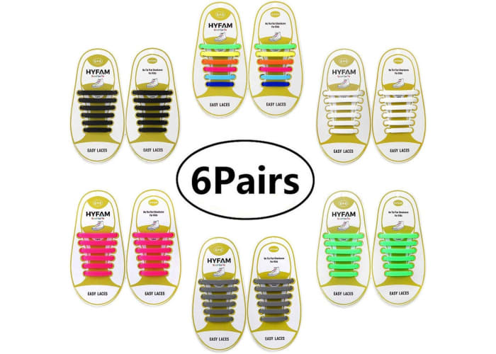 6-pk Kids No Tie Shoelaces