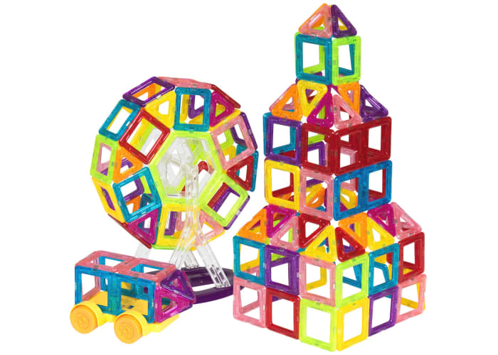 158-pc Kids Mini Transparent Magnetic Building Block Tiles 