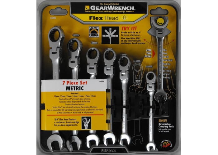 7-pc GearWrench Metric Ratcheting Flex Head Combination Wrench Set