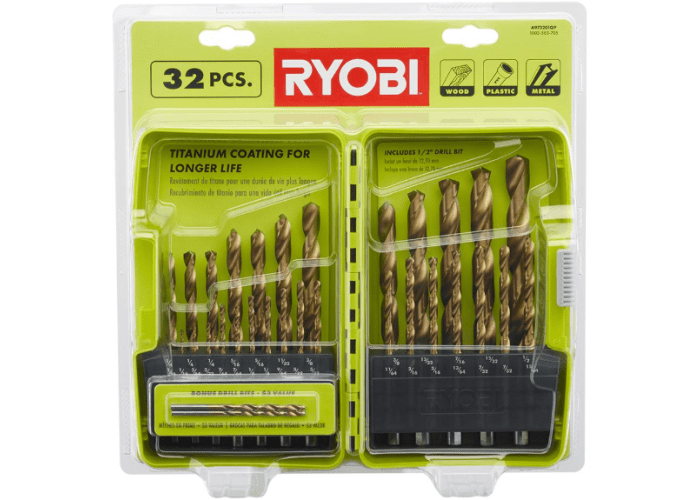 32-pc Ryobi Titanium Drill Bit Set