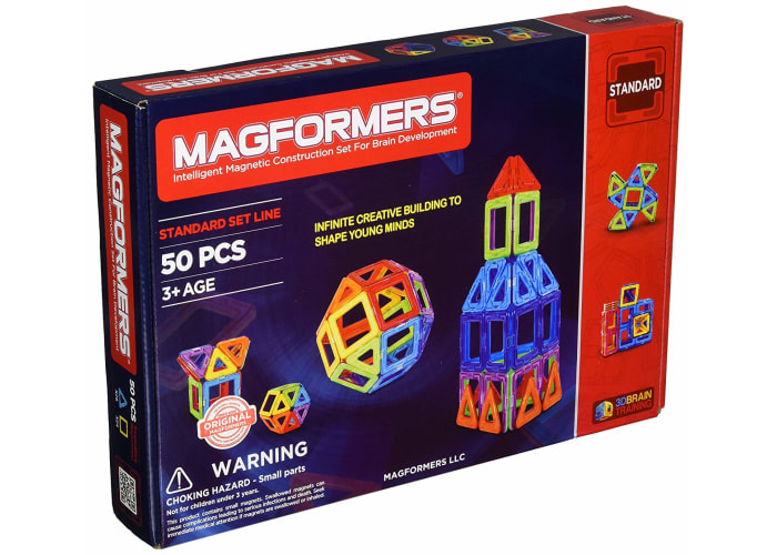 50-pc Magformers Rainbow Magnetic Building Blocks Set