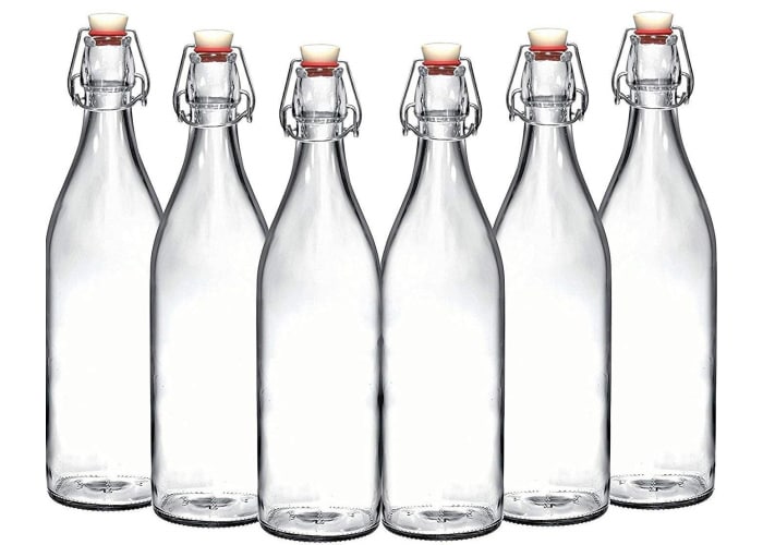 Giara Glass Bottle with Stopper Caps (Set of 6)