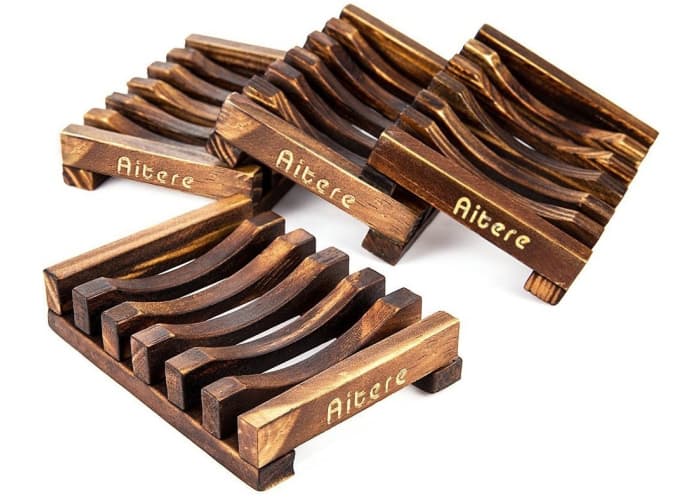 4-pk Wood Soap Dishes