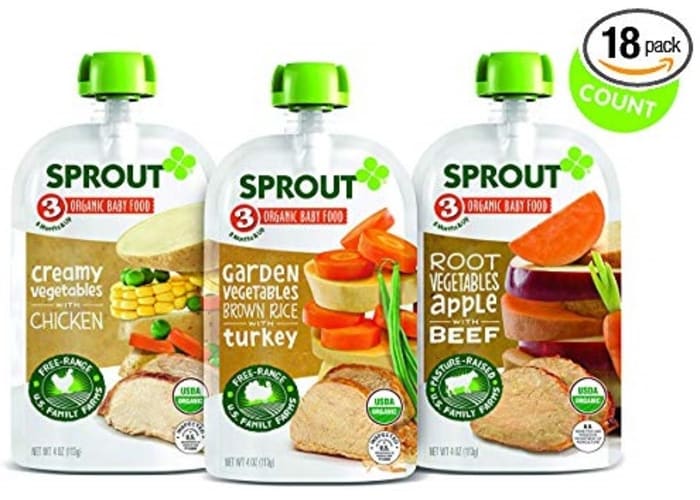 18-pk Sprout Organic Stage 3 Baby Food Pouches (4-oz)