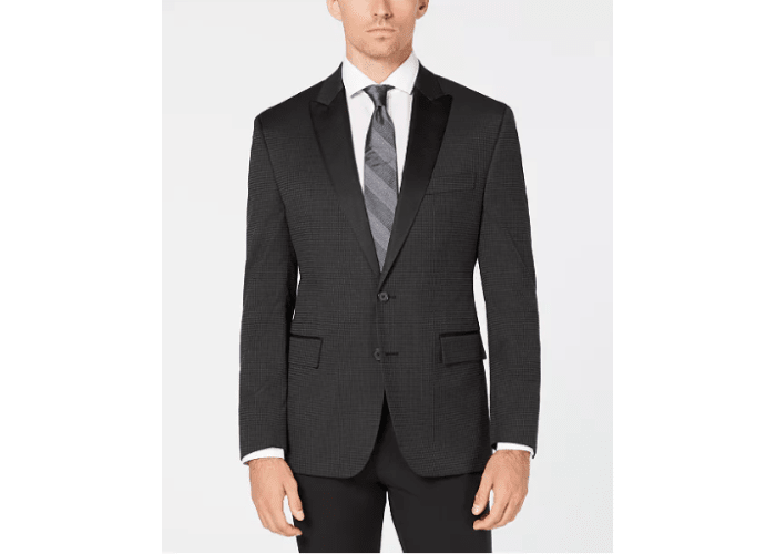 Ryan Seacrest Distinction Men's Modern-Fit Stretch Black Houndstooth Dinner Jacket