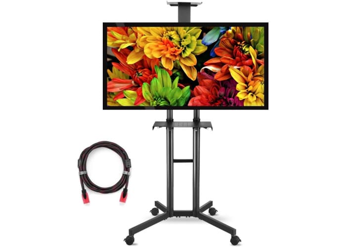 Suptek Rolling TV Cart with Wheels and Shelves