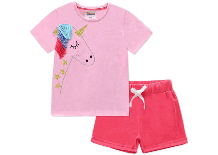 Girls Unicorn Summer T-Shirt and Shorts