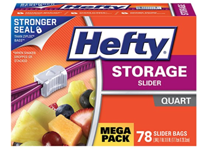 Hefty Slider Food Storage Bags - Quart Size, 78 Count
