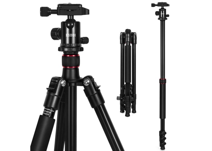 62" Aluminum Alloy Tripod with Monopod and 360 Degree Ball Head 