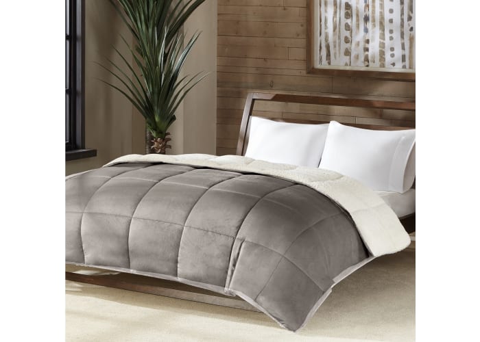 Reversible Micro Velvet and Sherpa Down Alternative Twin Comforter