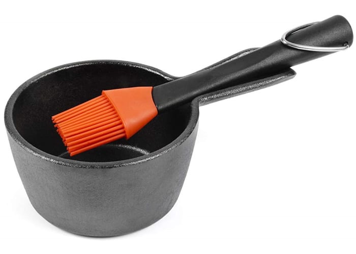 Cast Iron Sauce Pan with Silicone Head Basting Brush