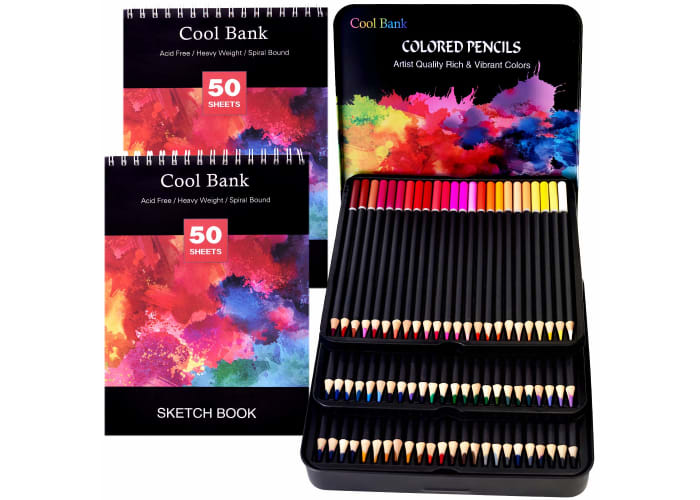 72-pc Colored Pencils Set with 2 Drawing Pads