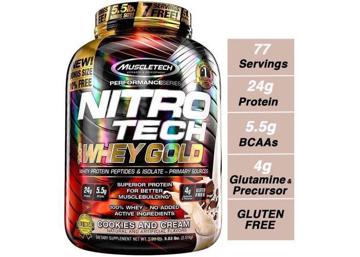 MuscleTech NitroTech Whey Gold, 100% Whey Protein Powder