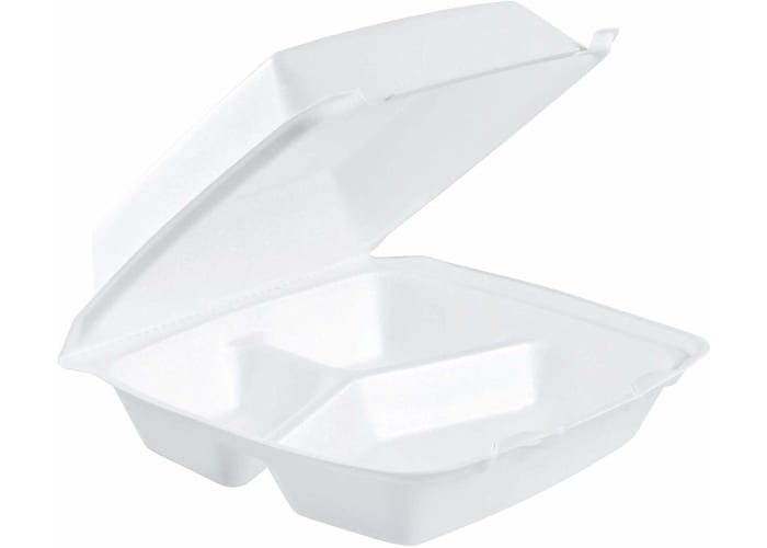 200-ct Foam Hinged 3-compartment Food Containers
