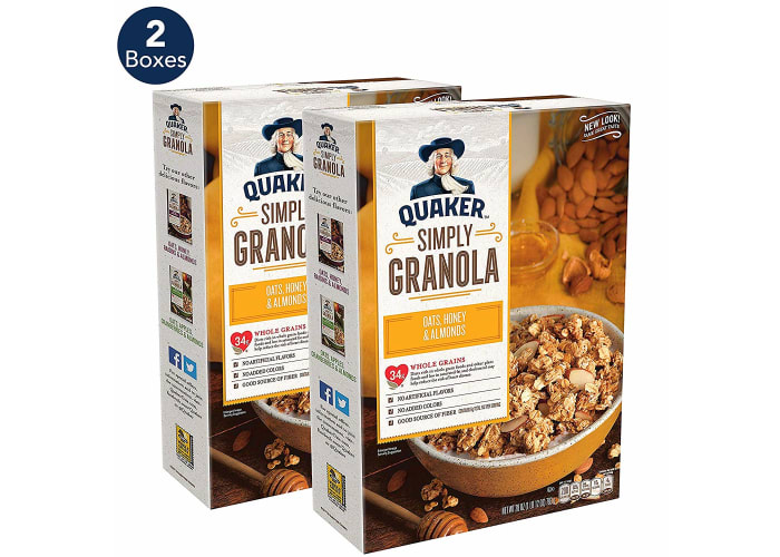 2-pk Quaker Simply Granola Oats, Honey & Almonds, Breakfast Cereal