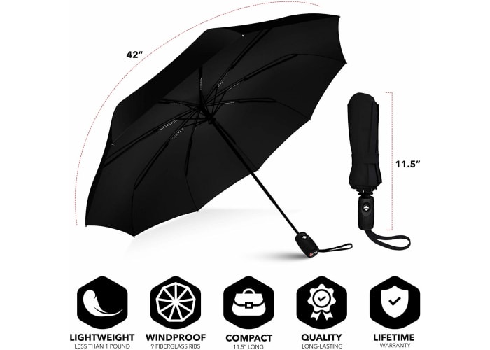 Repel Windproof Travel Umbrella with Teflon Coating