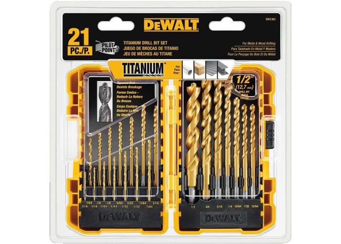 21-pc DEWALT Titanium Pilot Point Drill Bit Set