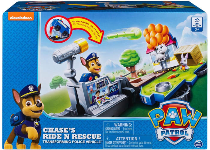 Paw Patrol, Chase’s Ride ‘N’ Rescue, Transforming 2-in-1 Playset & Police Cruiser