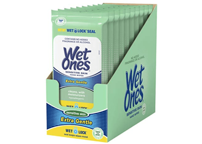 Wet Ones Sensitive Skin Hand Wipes, 20 Count (Pack of 10)