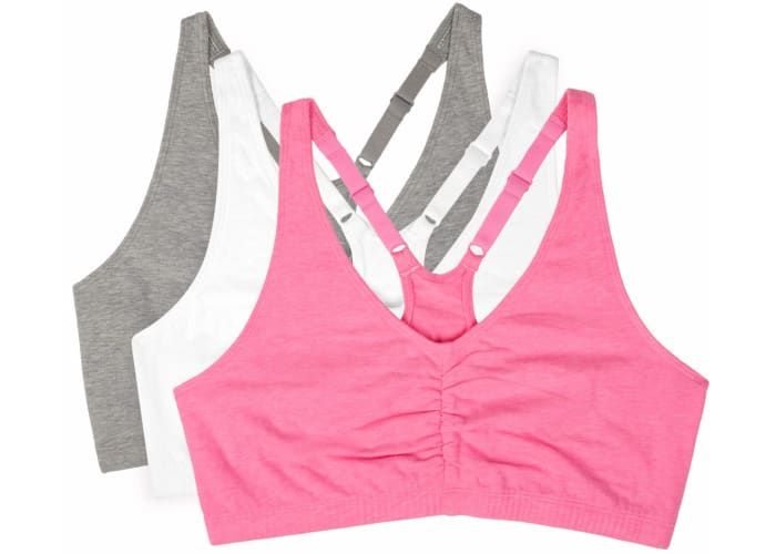 3-pk Fruit of the Loom Women's Adjustable Shirred Front Racerback Bra 