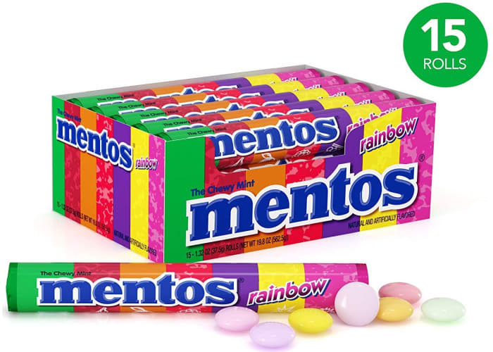 15-pk Mentos Rainbow Candy Rolls