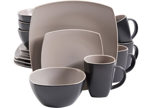 16-pc Gibson Overseas Soho Lounge Square Dinnerware Set, Taupe Matte